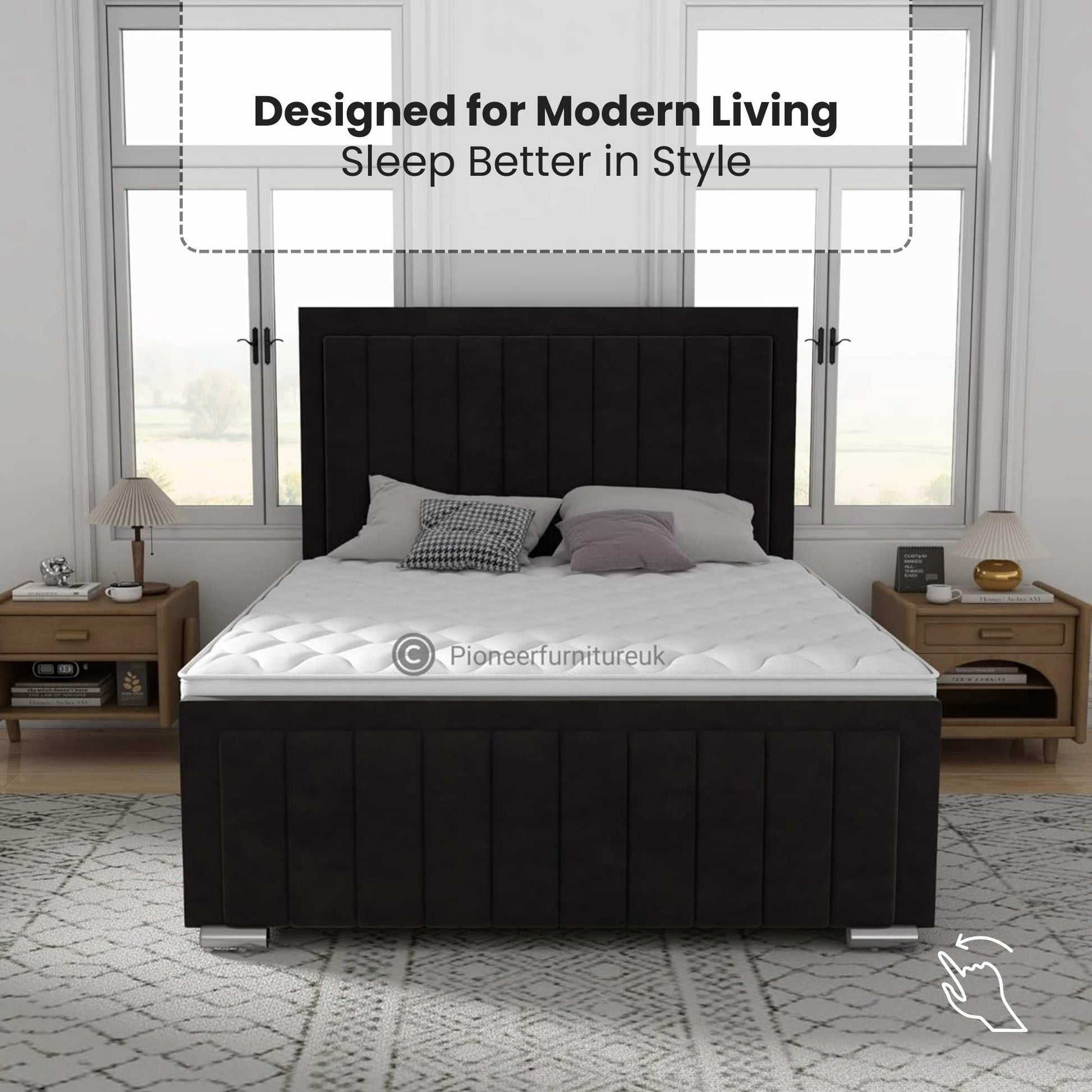 Panel Ottoman Storage Bed - Black PioneerFurnitureUK