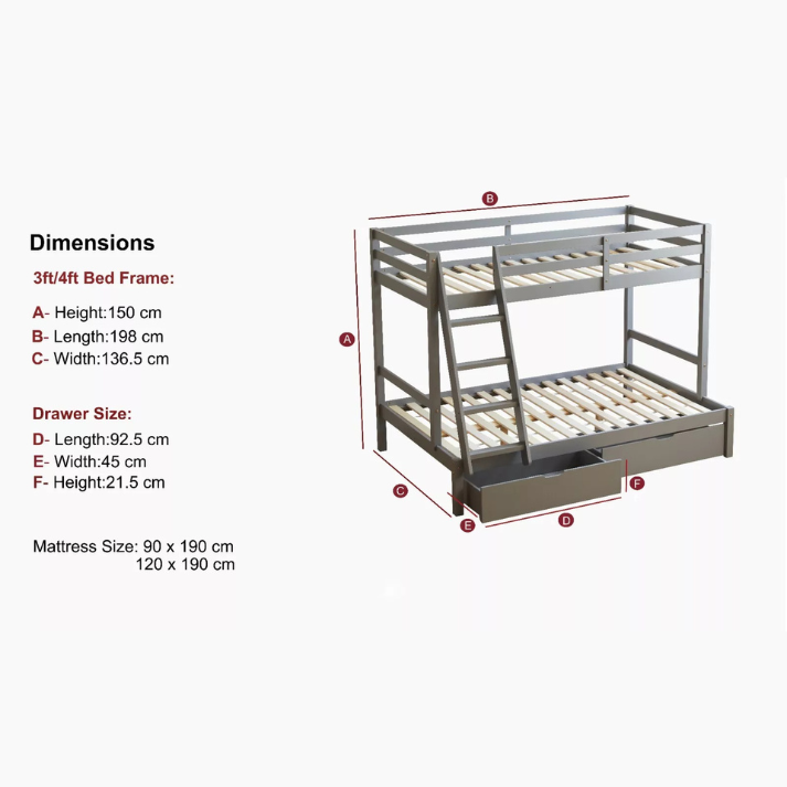 Bunk bed with drawers