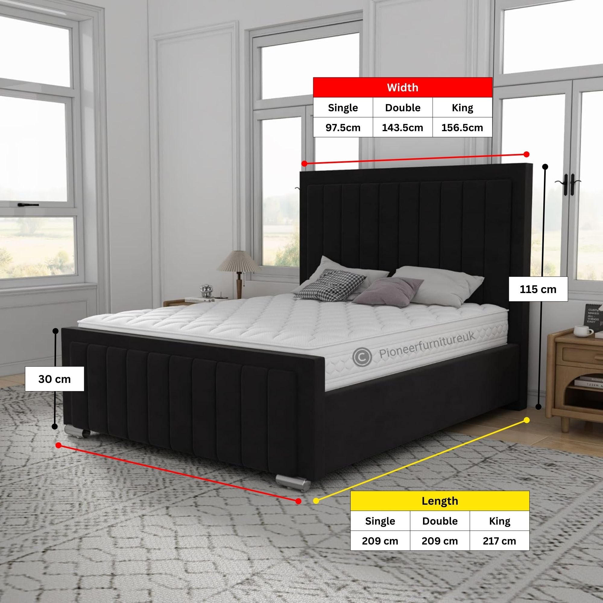 Panel Ottoman Storage Bed - Black PioneerFurnitureUK
