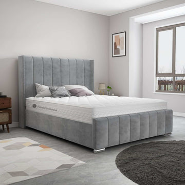 Wingback Panel Ottoman Bed - Grey PioneerFurnitureUK