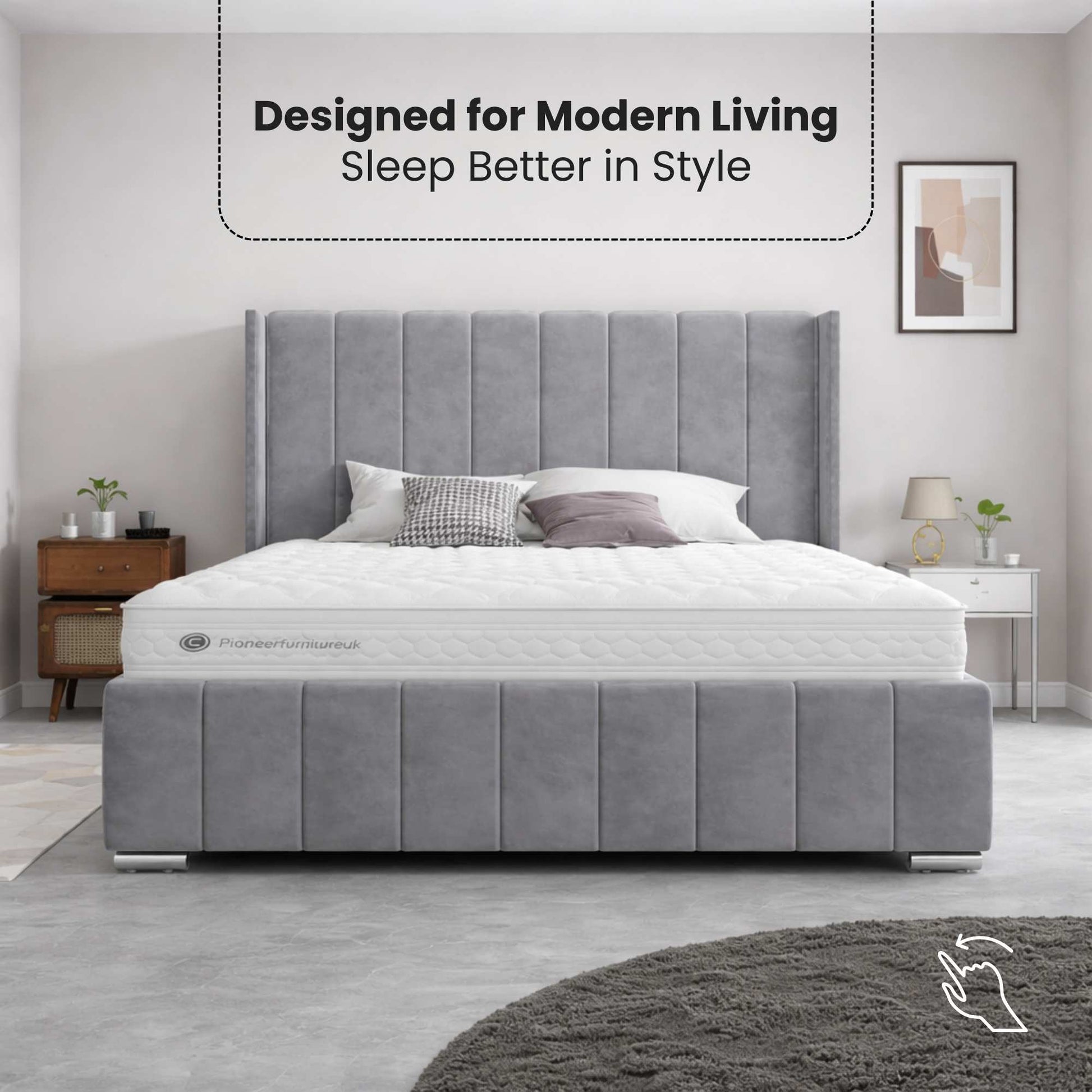 Wingback Panel Ottoman Storage Bed PioneerFurnitureUK