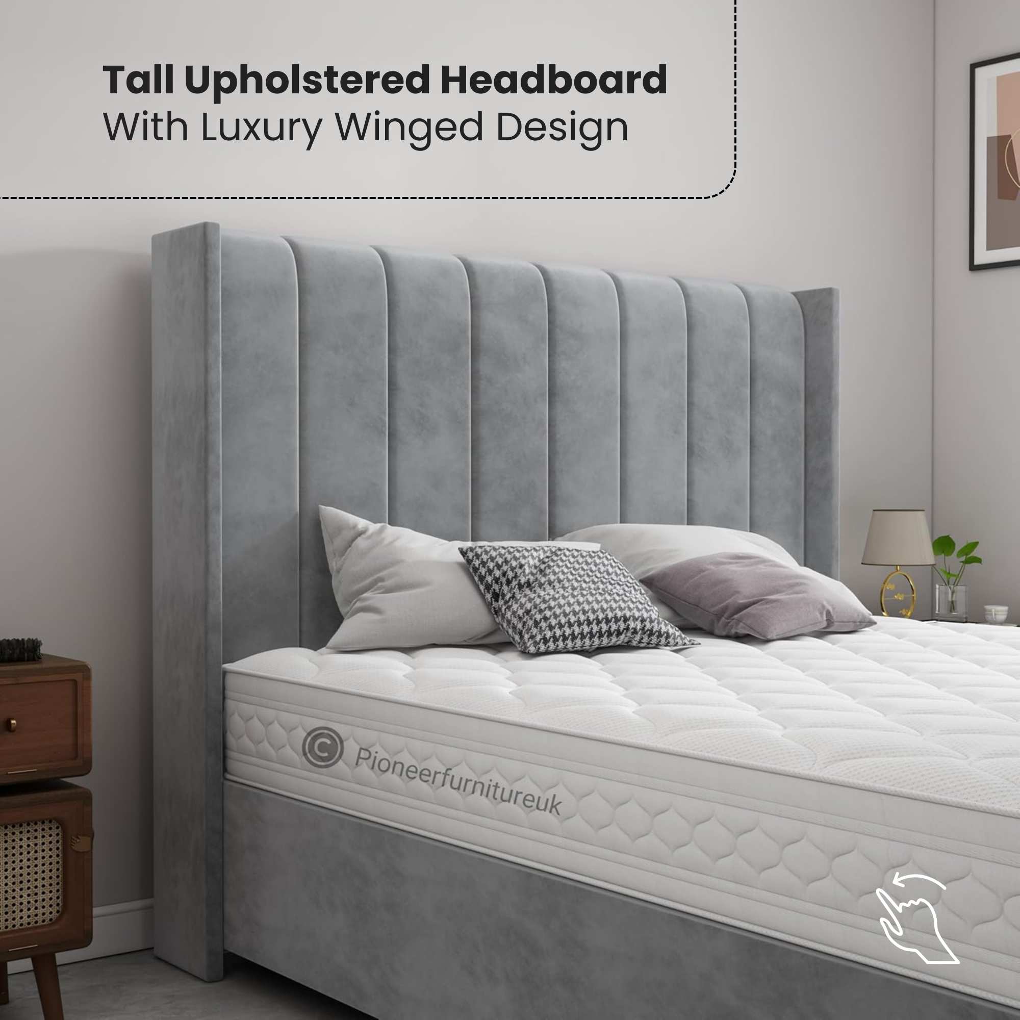 Wingback Panel Ottoman Storage Bed PioneerFurnitureUK