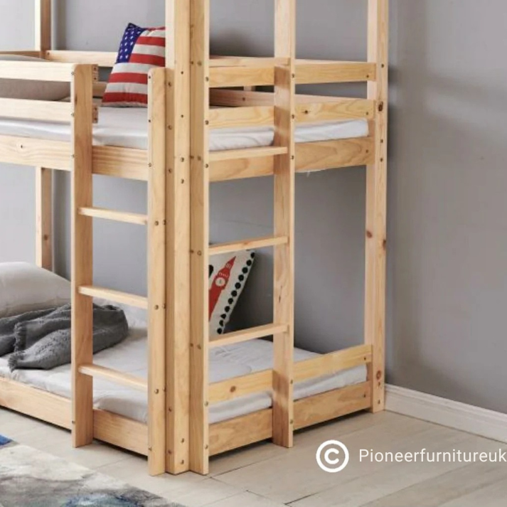 Wooden Triple Sleeper Bunk Bed Frame Only - 3ft Single 3tier