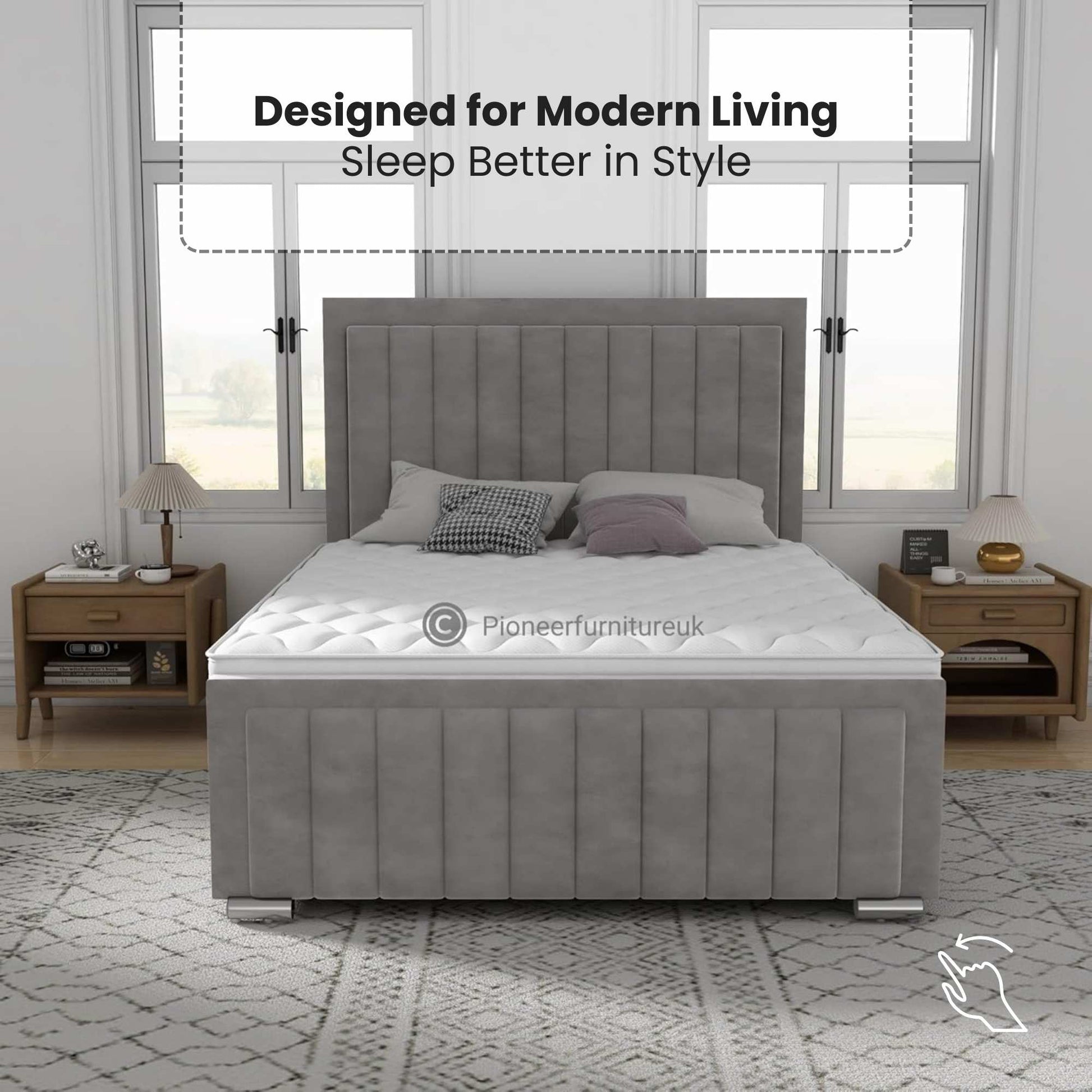 Panel Ottoman Storage Bed - Grey PioneerFurnitureUK