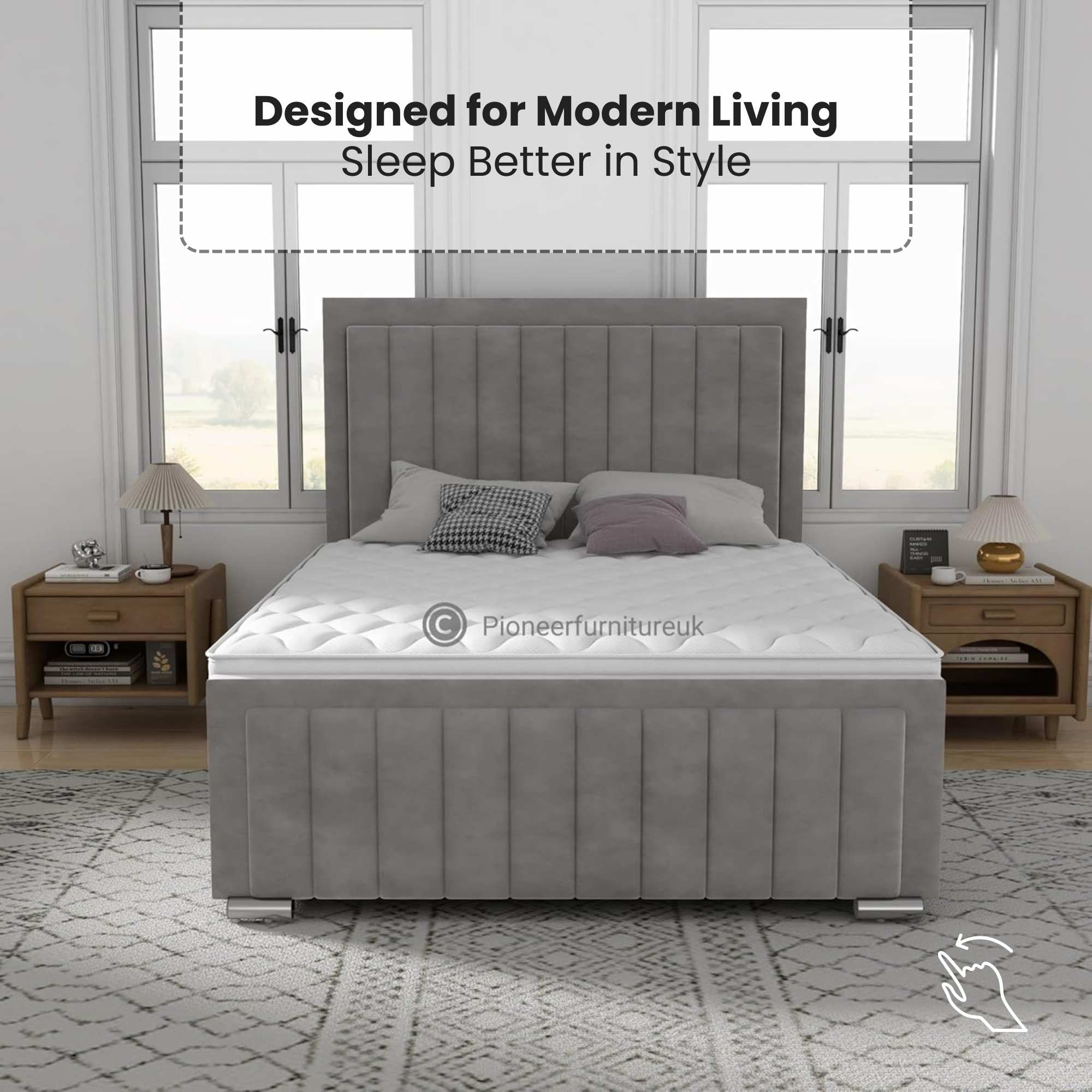 Panel Ottoman Storage Bed - Grey PioneerFurnitureUK