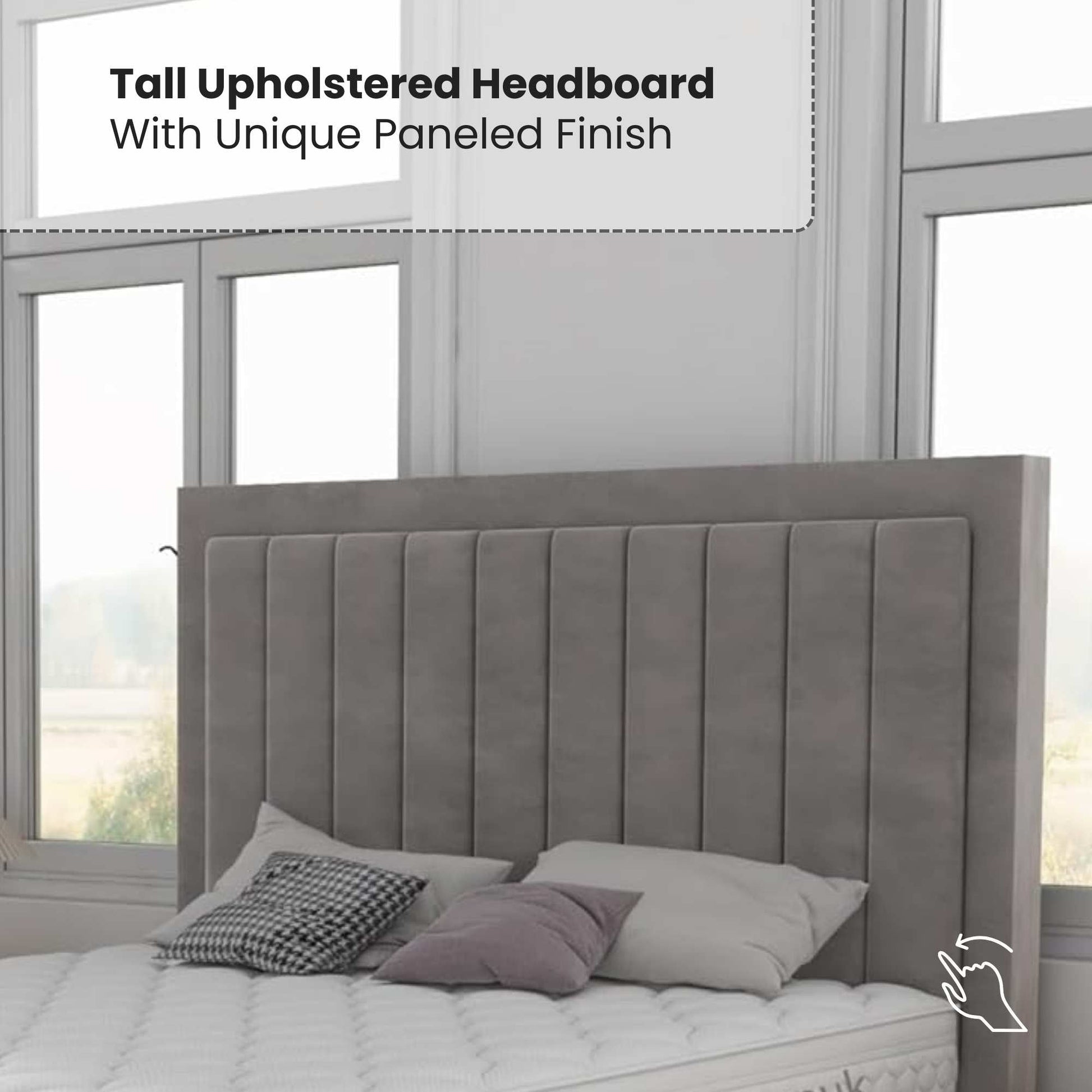 Panel Ottoman Storage Bed - Grey PioneerFurnitureUK