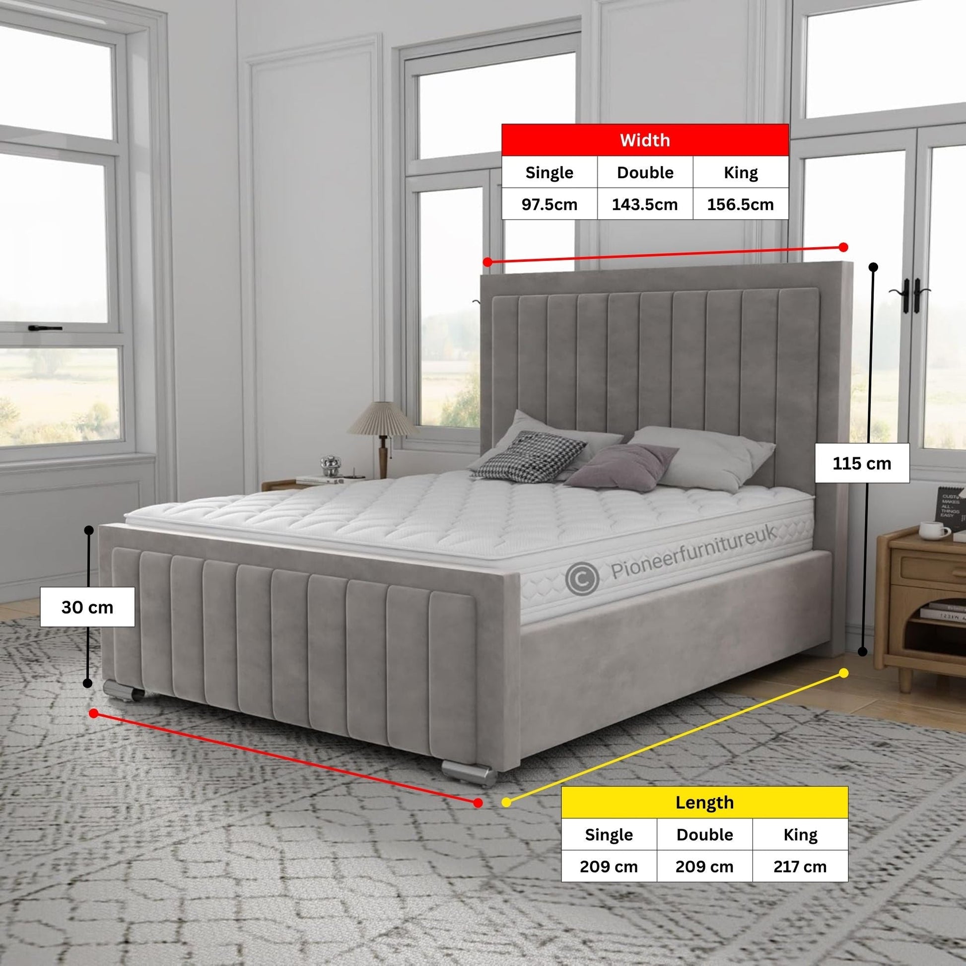 Panel Ottoman Storage Bed - Grey PioneerFurnitureUK