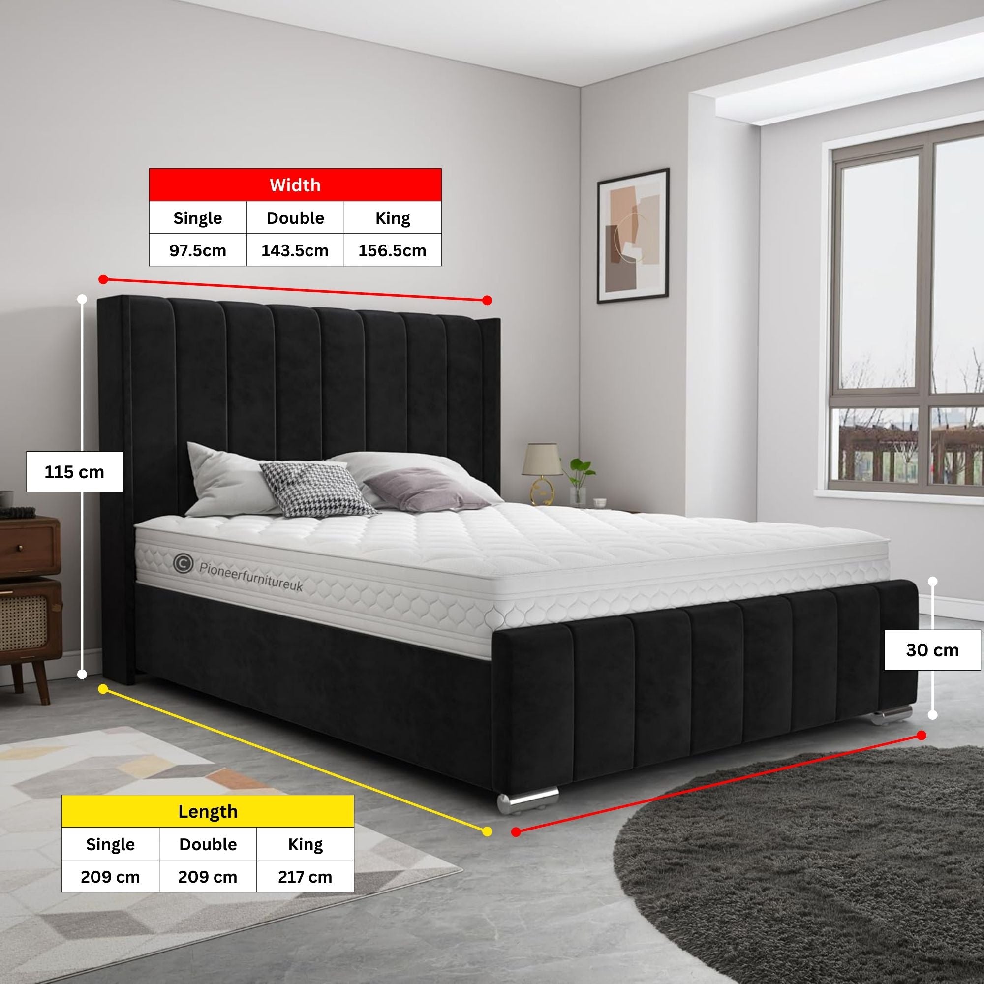 Wingback Panel Ottoman Storage Bed PioneerFurnitureUK