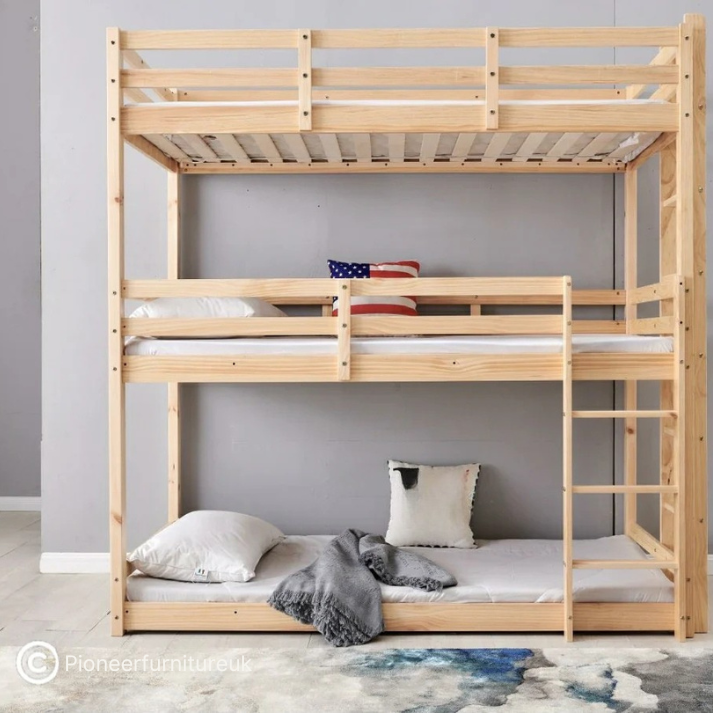 Wooden Triple Sleeper Bunk Bed Frame Only - 3ft Single 3tier