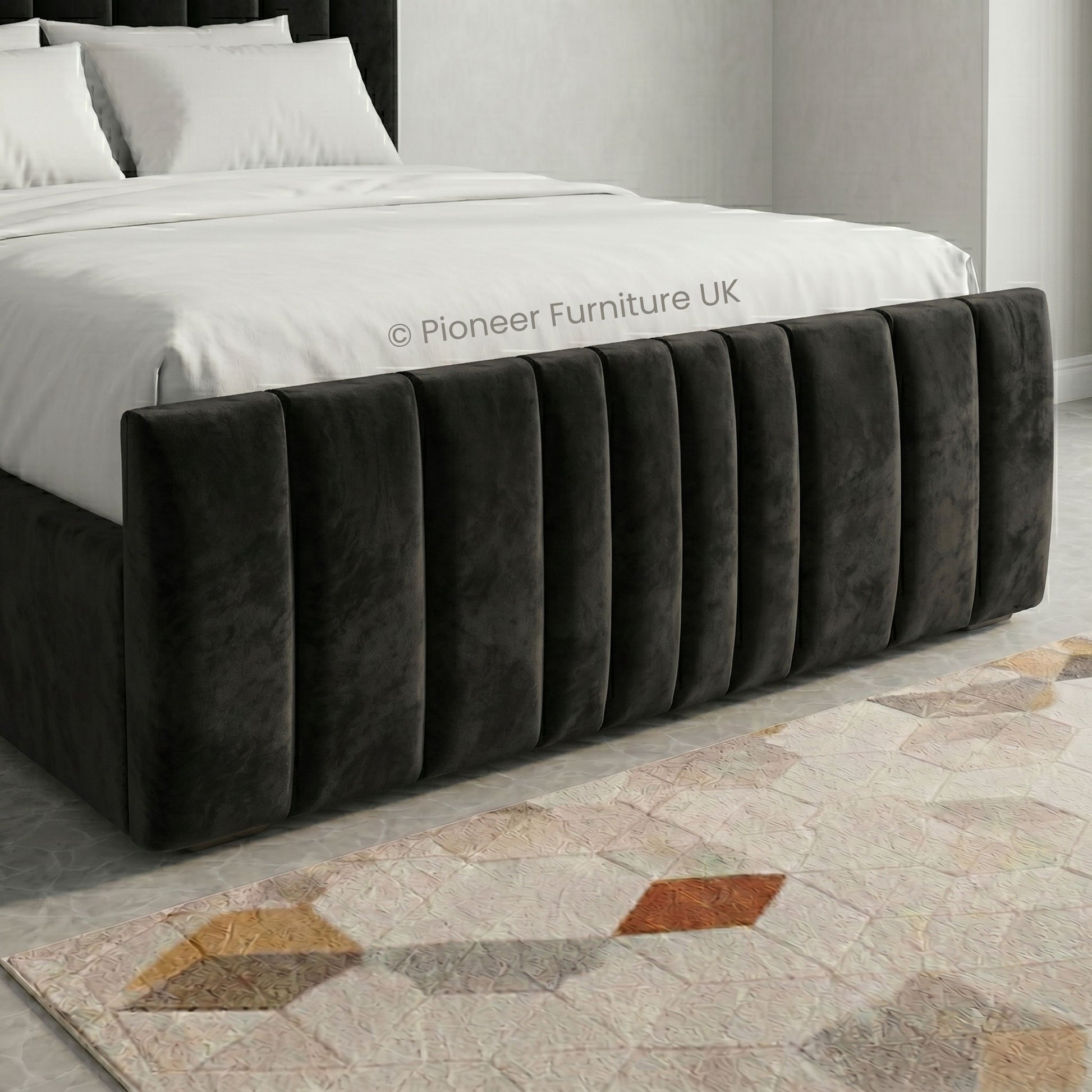 Ottoman bed Double 4FT6 in Grey & Black PioneerFurnitureUK