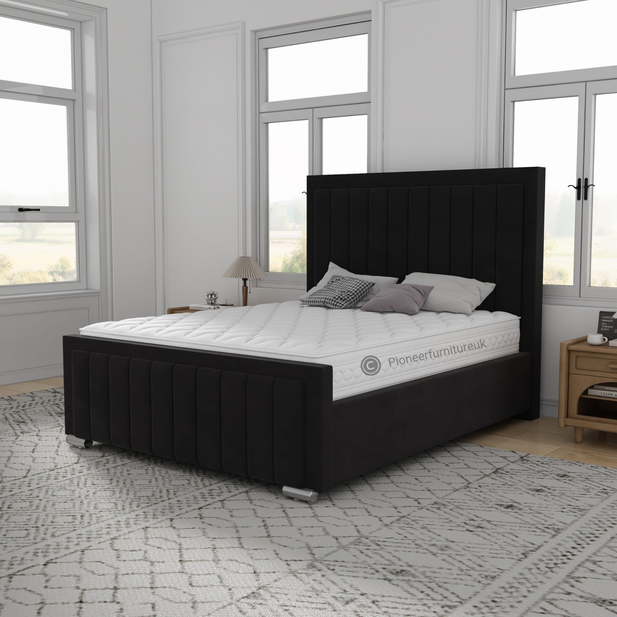 OTTOMAN STORAGE PANEL PLUSH VELVET UPHOLSTERED BED FRAME DOUBLE & KING SIZE