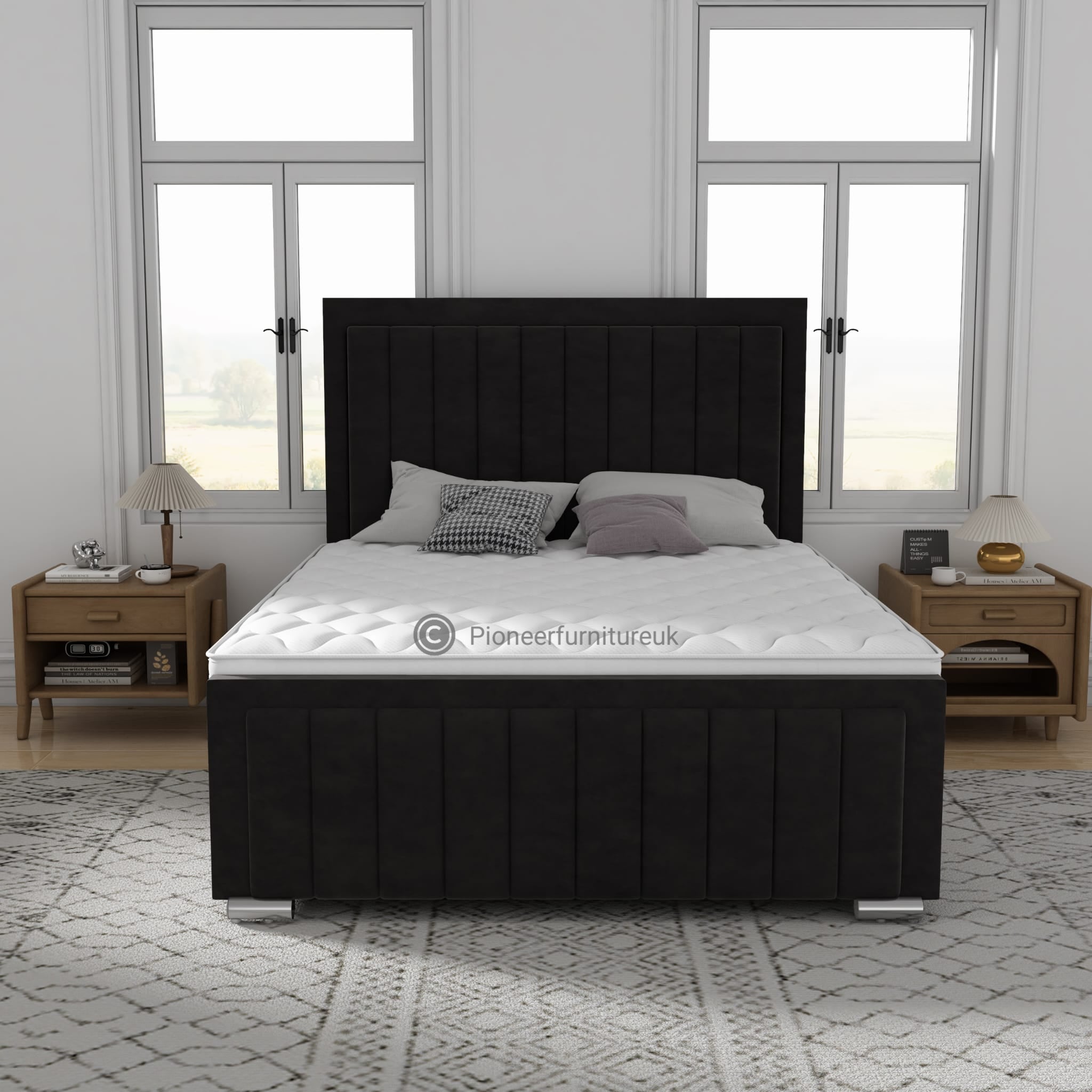 OTTOMAN STORAGE PANEL PLUSH VELVET UPHOLSTERED BED FRAME DOUBLE & KING SIZE