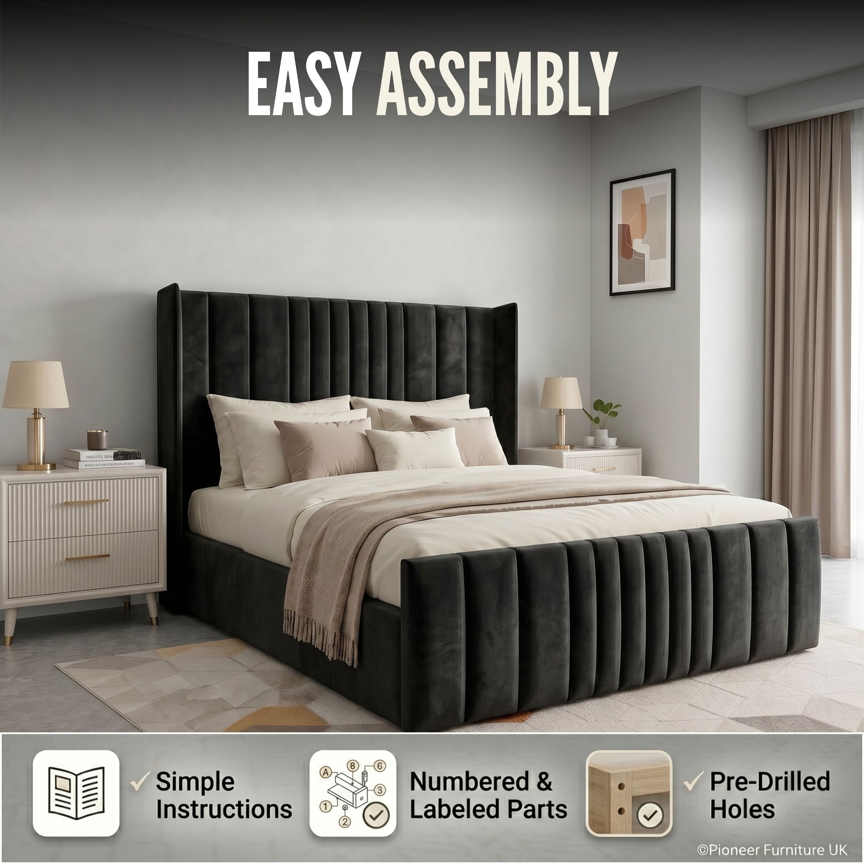 Panel Ottoman Storage Bed - Grey (Copy) PioneerFurnitureUK