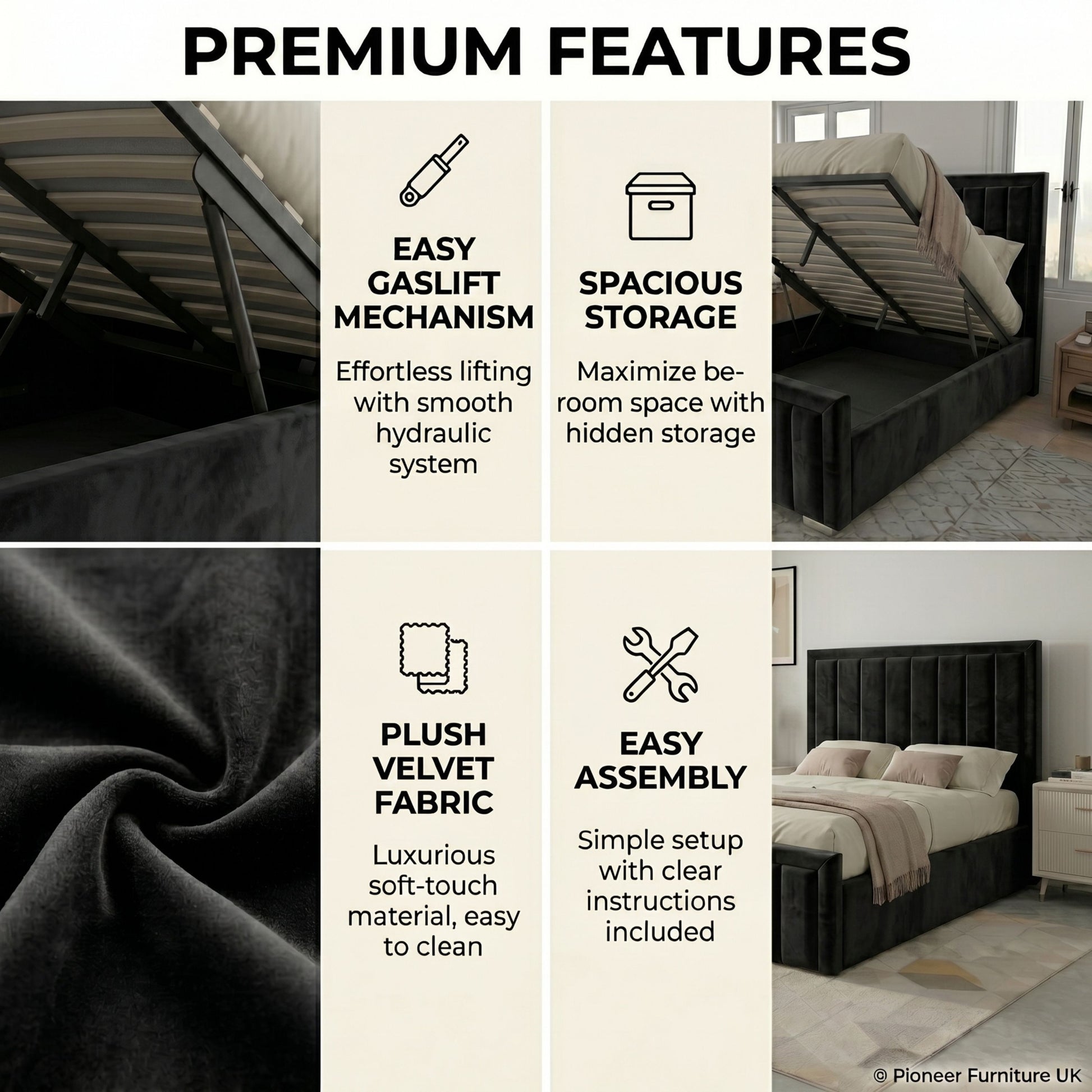 Panel Ottoman Storage Bed PioneerFurnitureUK