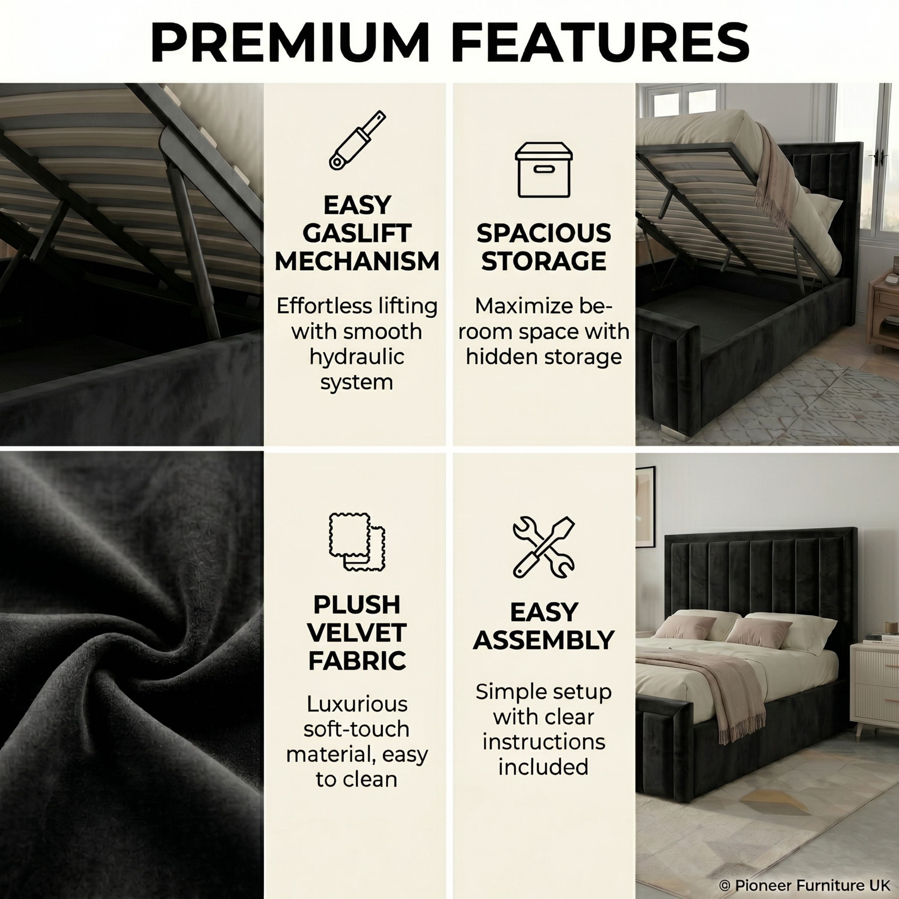 Panel Ottoman Storage Bed PioneerFurnitureUK
