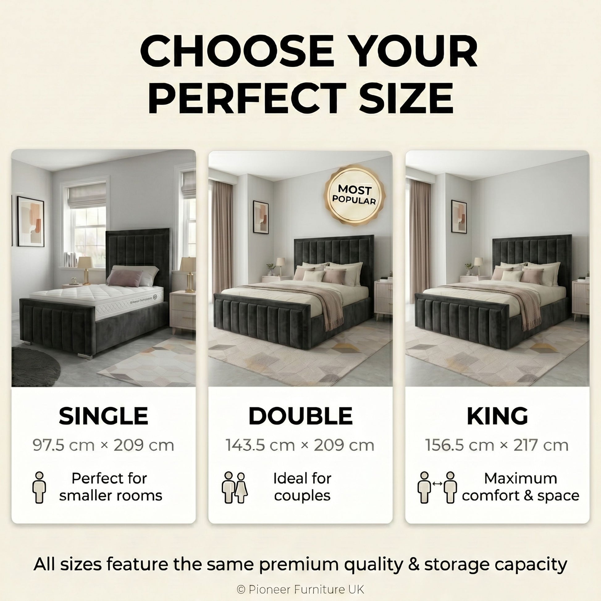 Panel Ottoman Storage Bed - Black PioneerFurnitureUK