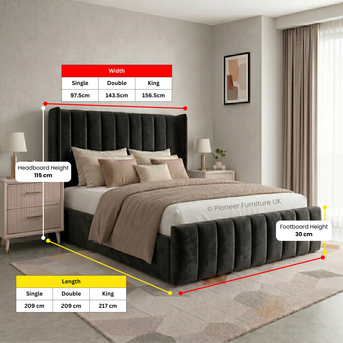 Wingback Panel Ottoman Storage Bed PioneerFurnitureUK