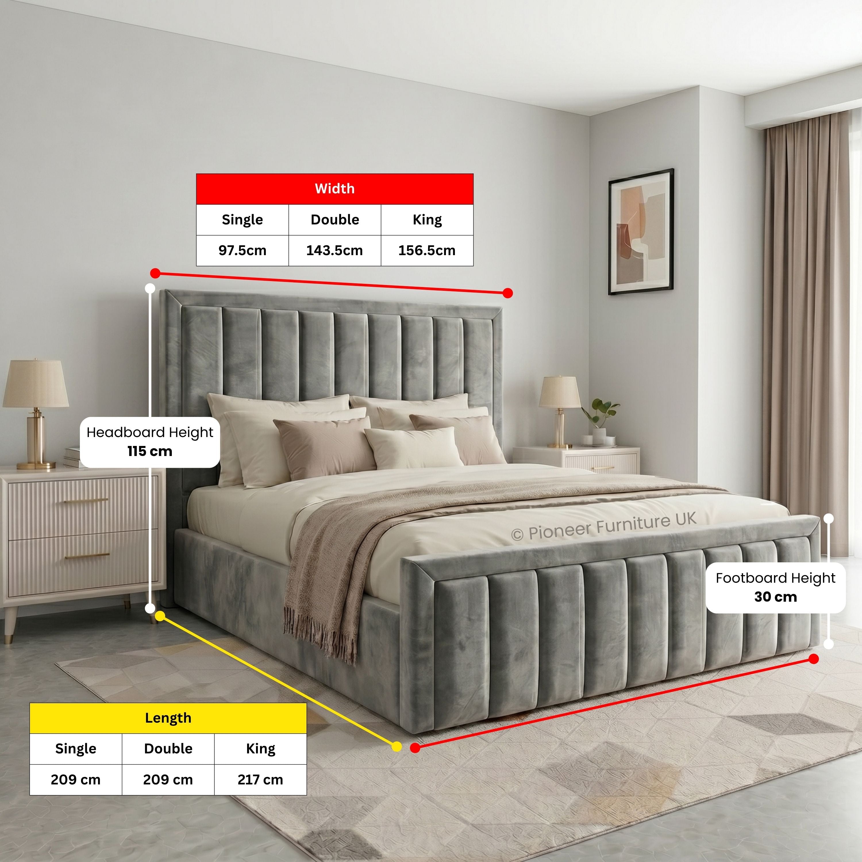 Panel Ottoman Storage Bed - Grey PioneerFurnitureUK