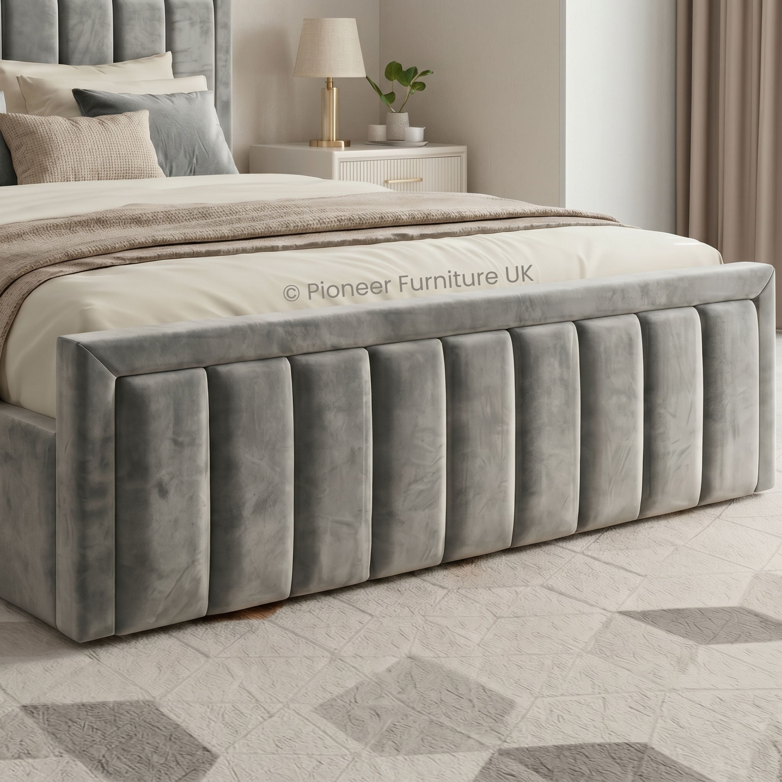 Panel Ottoman Storage Bed - Grey PioneerFurnitureUK