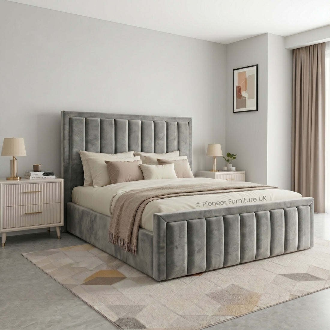 Panel Ottoman Storage Bed - Grey PioneerFurnitureUK