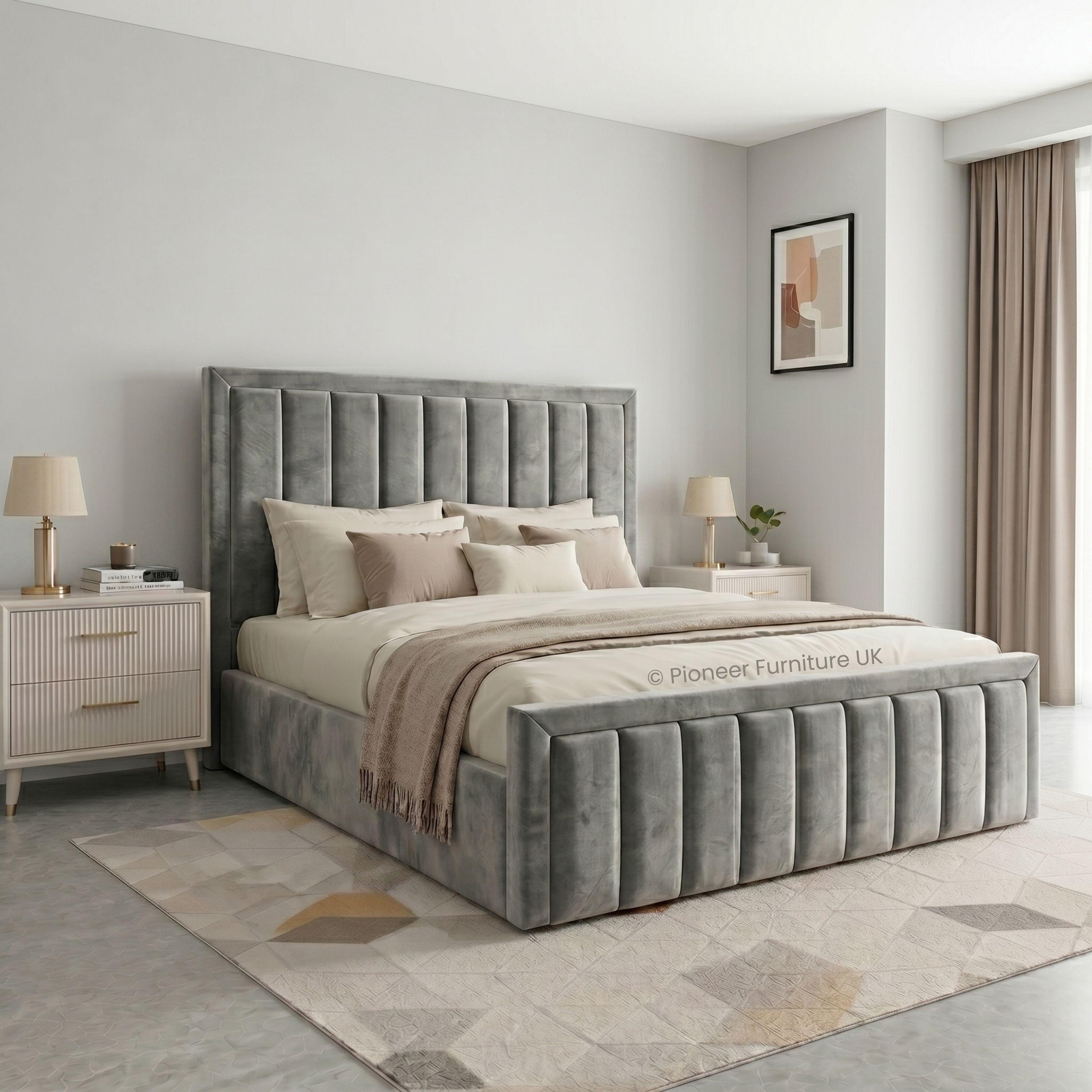Panel Ottoman Storage Bed - Grey PioneerFurnitureUK