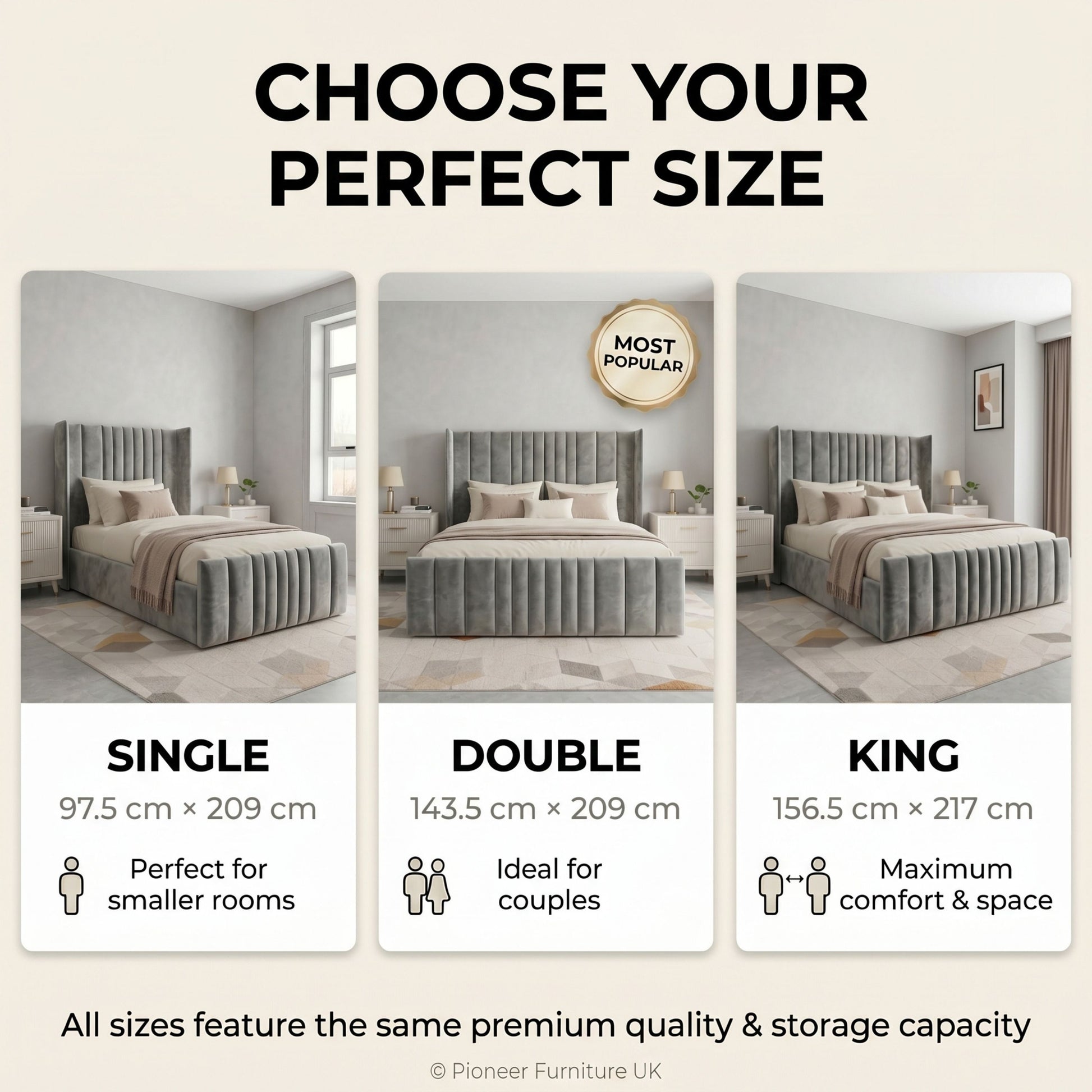 Panel Ottoman Storage Bed - Grey (Copy) PioneerFurnitureUK
