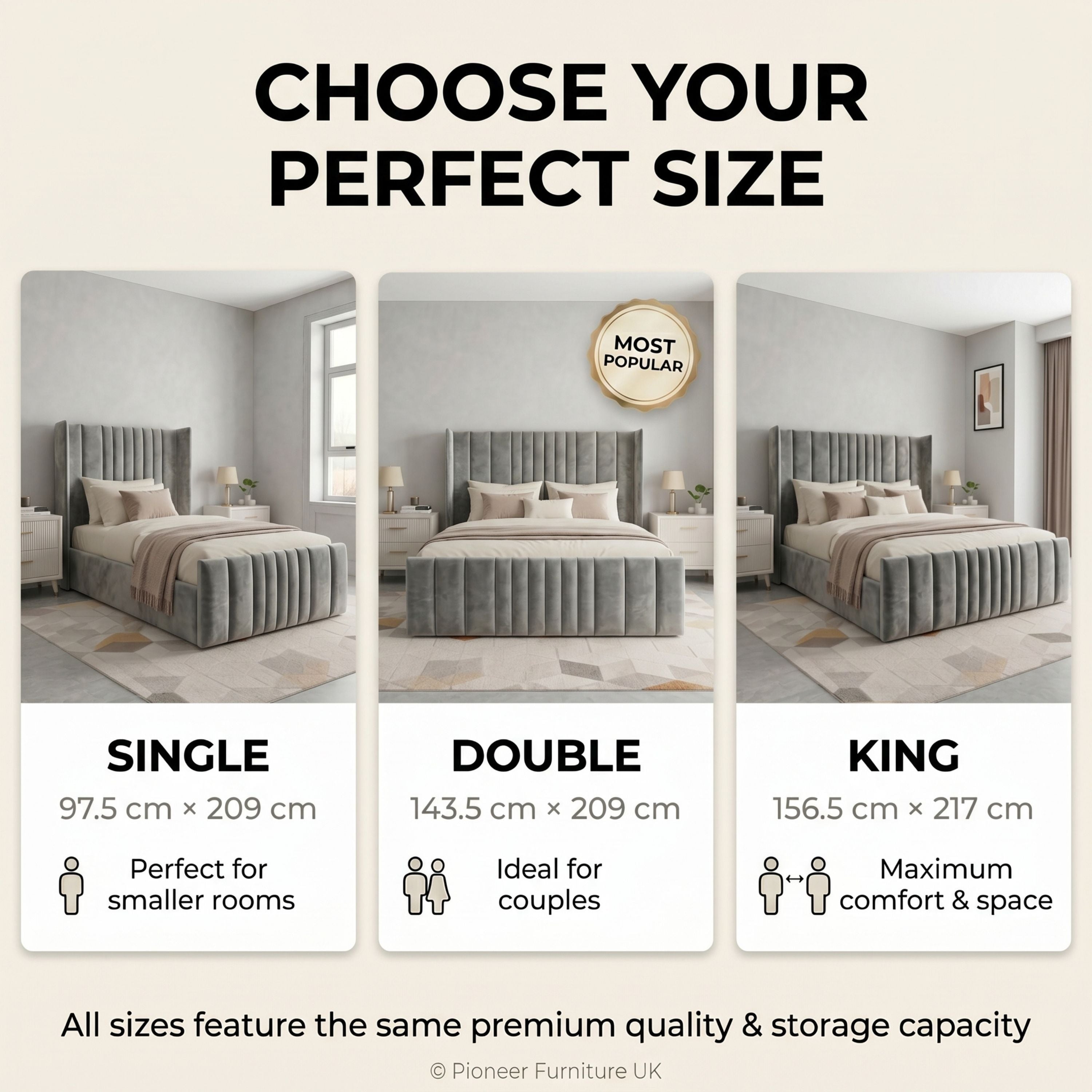 Panel Ottoman Storage Bed - Grey (Copy) PioneerFurnitureUK
