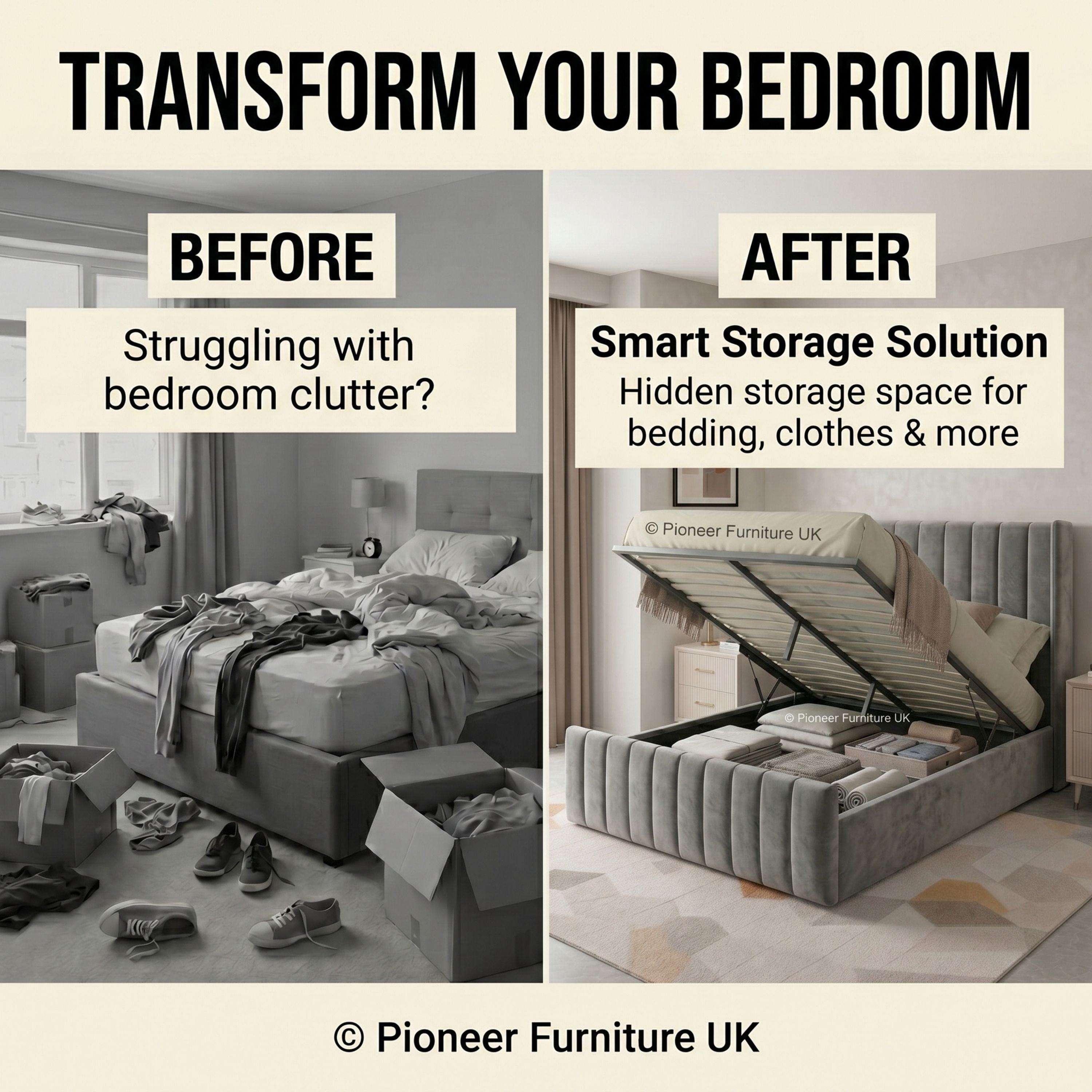 Wingback Panel Ottoman Storage Bed PioneerFurnitureUK