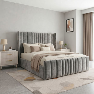 Ottoman bed Double 4FT6 in Grey & Black PioneerFurnitureUK