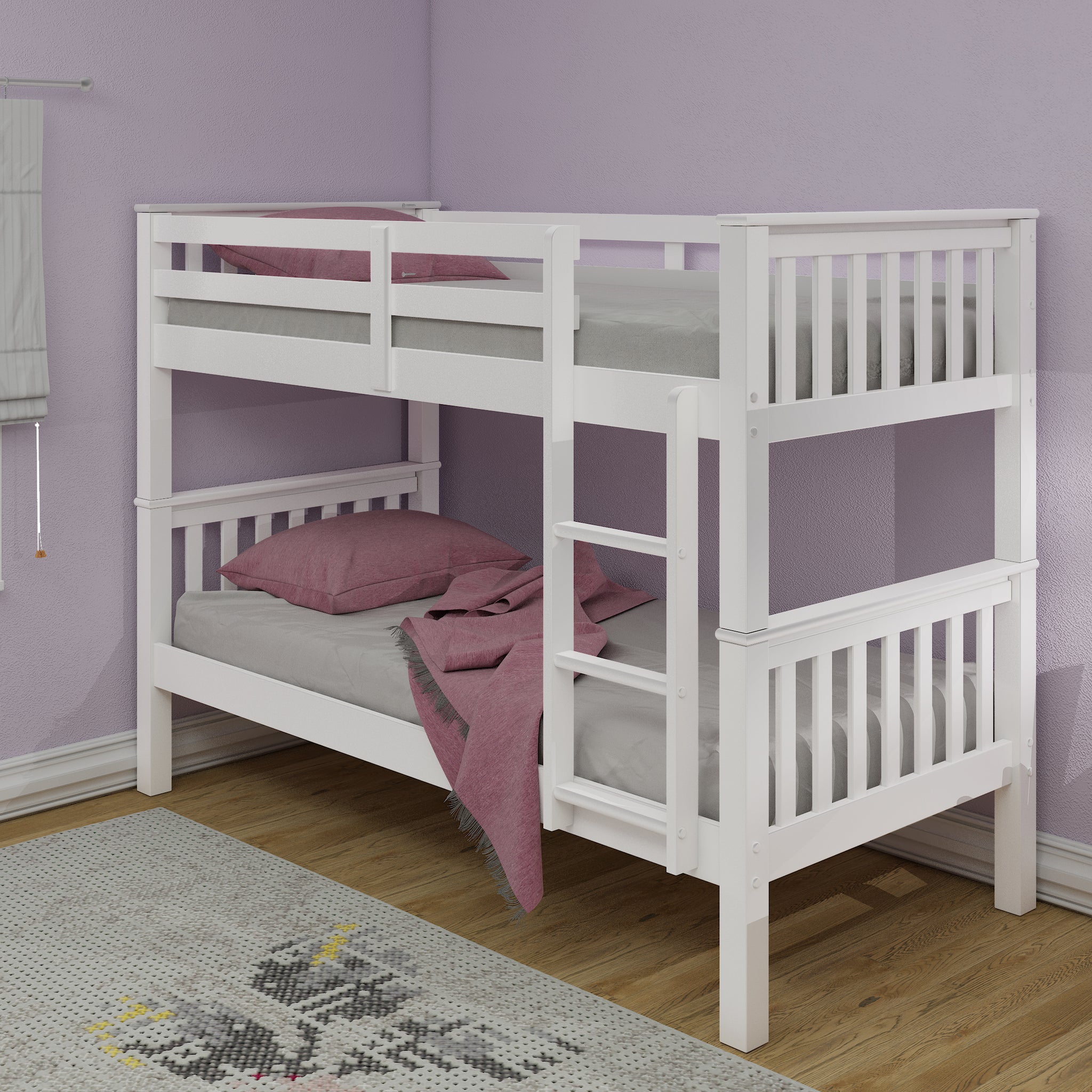 Single Bunk Bed for Adult 3FT Wooden Frame in White